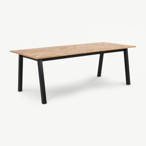 Jero Herringbone Dining Table, Natural Wood, 220 cm