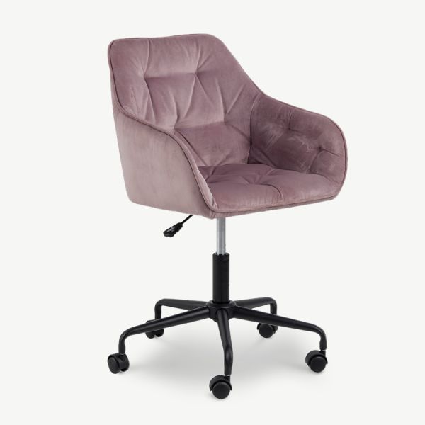 Brooke design bureaustoel, roze velvet