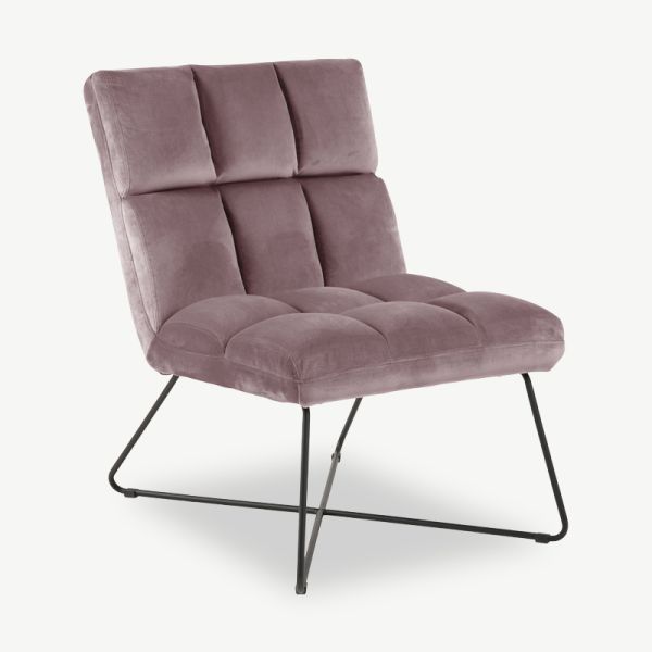 Liam Lounge Chair, Dusty Pink fabric & Black legs