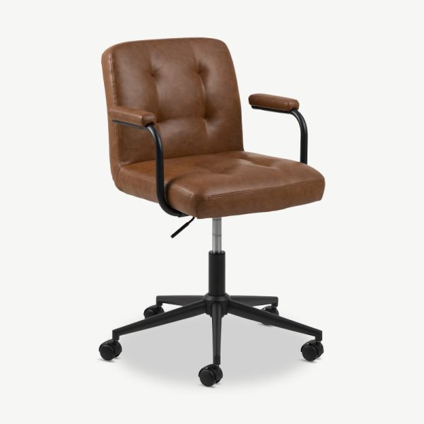 Talia PU Leather Office Chair, Cognac