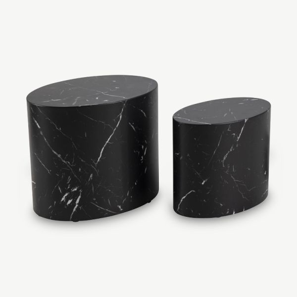Mercy Coffee Table, Black Marble (set of 2)