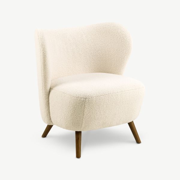 Fauteuil lounge May Boucle, crème
