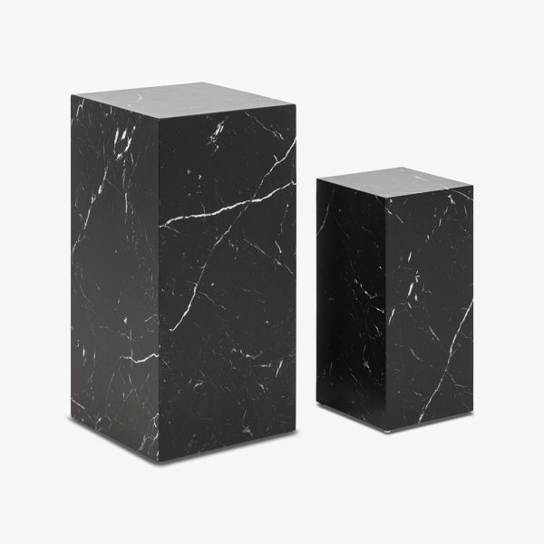 Marble Pillar Side Table, Black