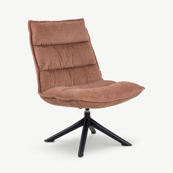 America Swivel Lounge Chair, Brown Fabric