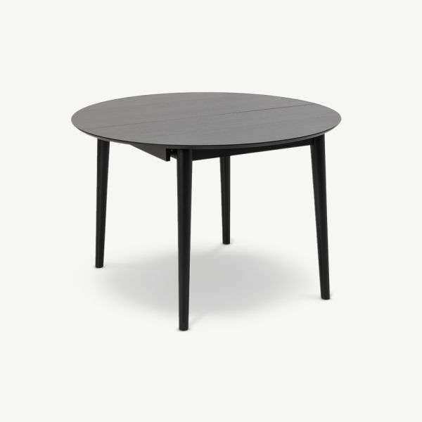 Devi Extendable Dining Table, Black Wood