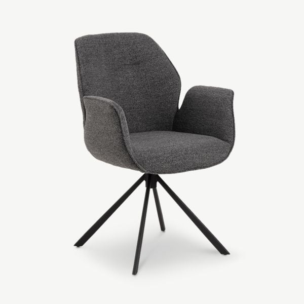 Davi Swivel Dining Chair, Anthracite Fabric