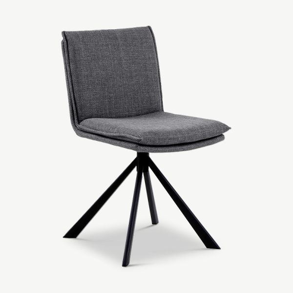 Giada Swivel Dining Chair, Dark Grey Fabric
