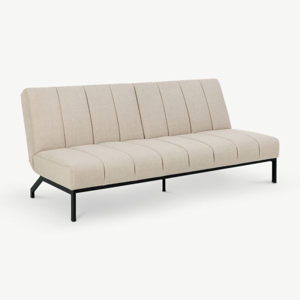 Kingston 3 Seater Sofa Bed, Beige Fabric