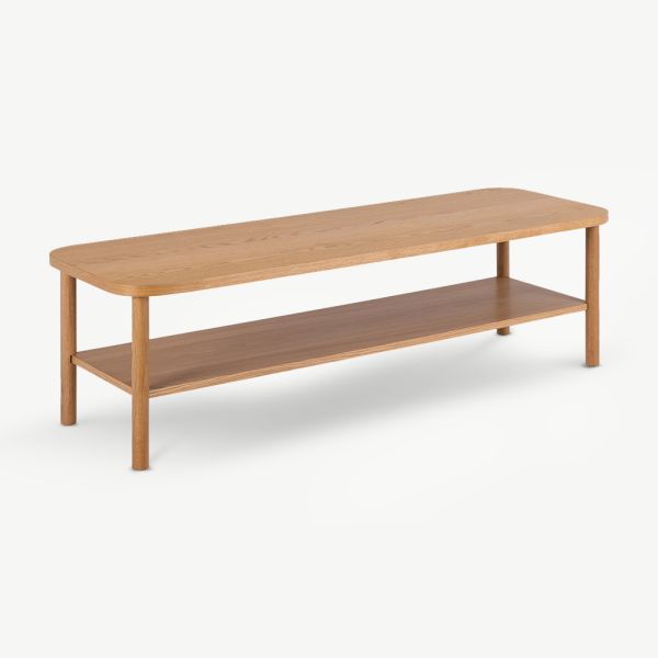 Table basse rectangulaire Tafari, bois de chêne