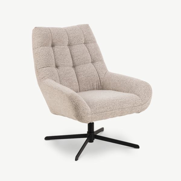 Lessie Swivel Lounge Chair, Beige Fabric