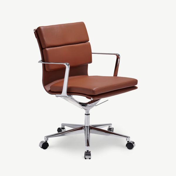 Bern Office Chair, Cognac Leather & Chrome