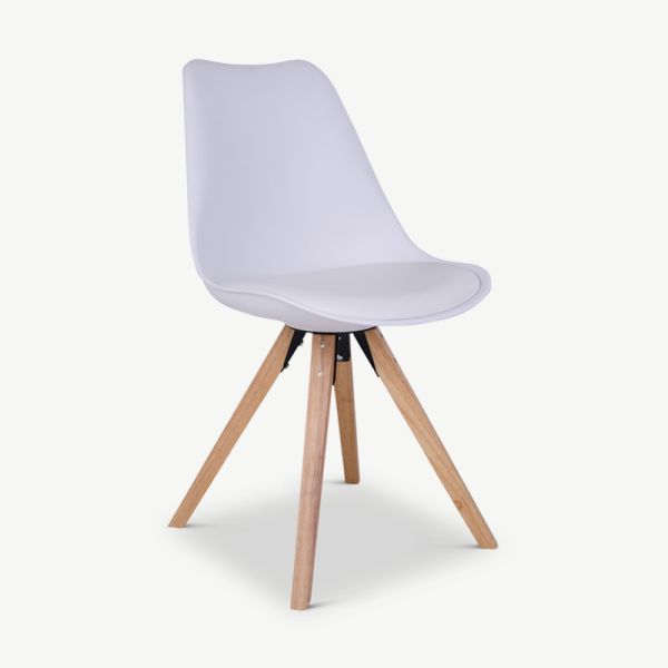 UP Dining Chair, White PU leather & Wood legs