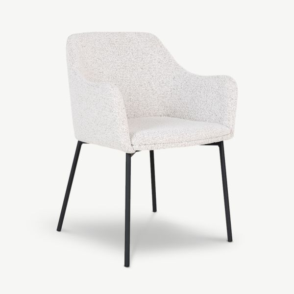 Fiadh Dining Chair with Armrests, White Bouclé