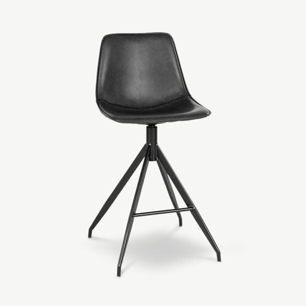 Tabouret de cuisine Avola en similicuir noir