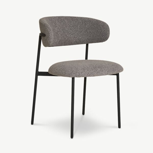 Graca Dining Chair, Grey Bouclé
