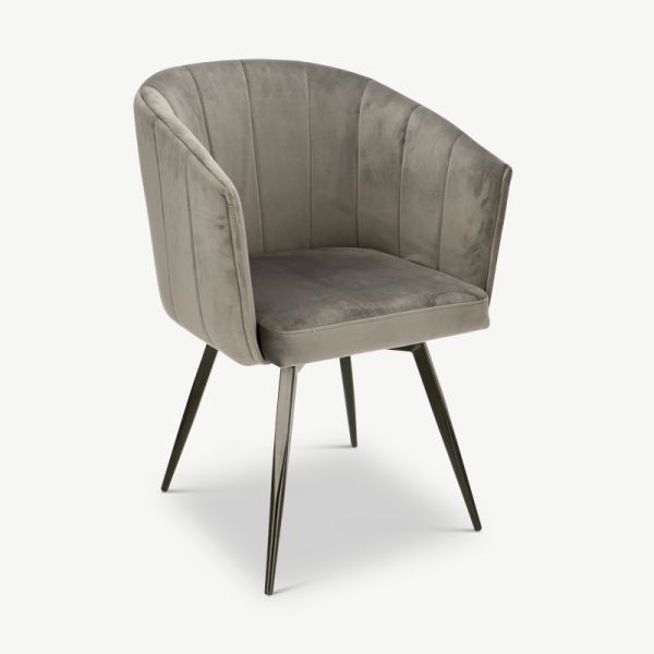 BEN Swivel Dining Chair, Grey Velvet