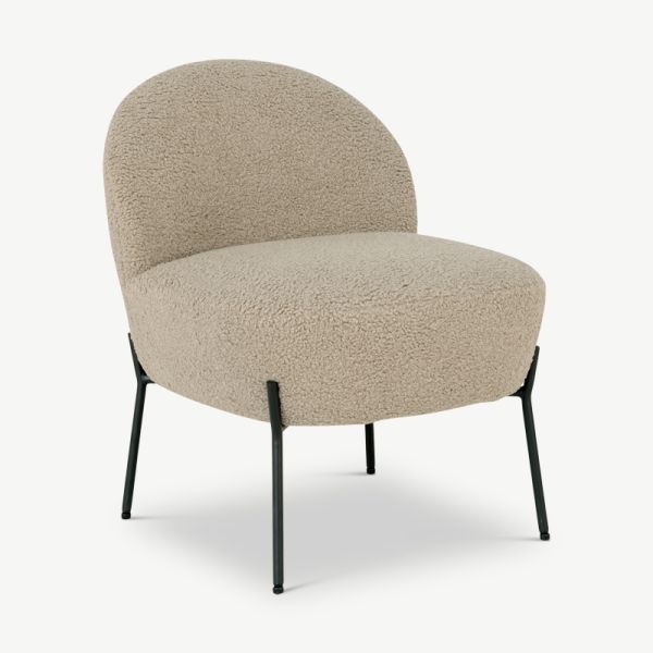 Peyton Lounge Chair, Beige Bouclé & Black legs