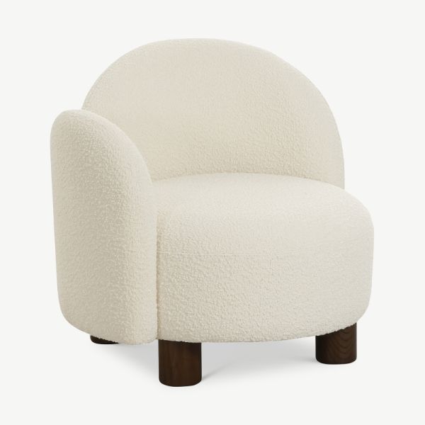 Kaila Lounge Chair, White Bouclé