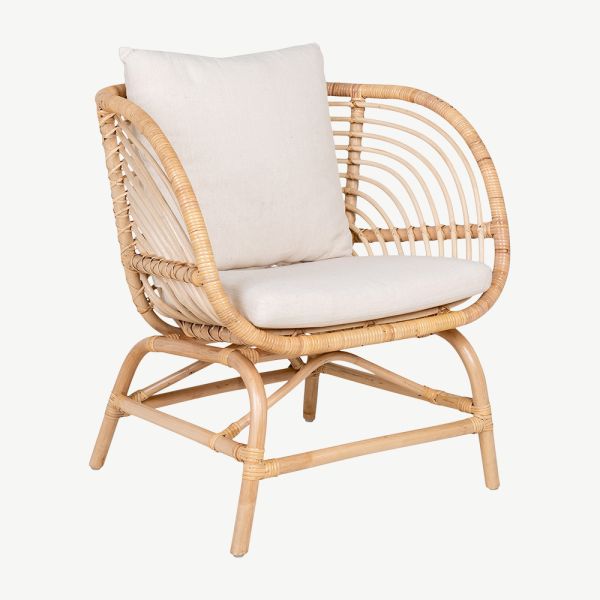 Mira Rattan Lounge Chair, Natural