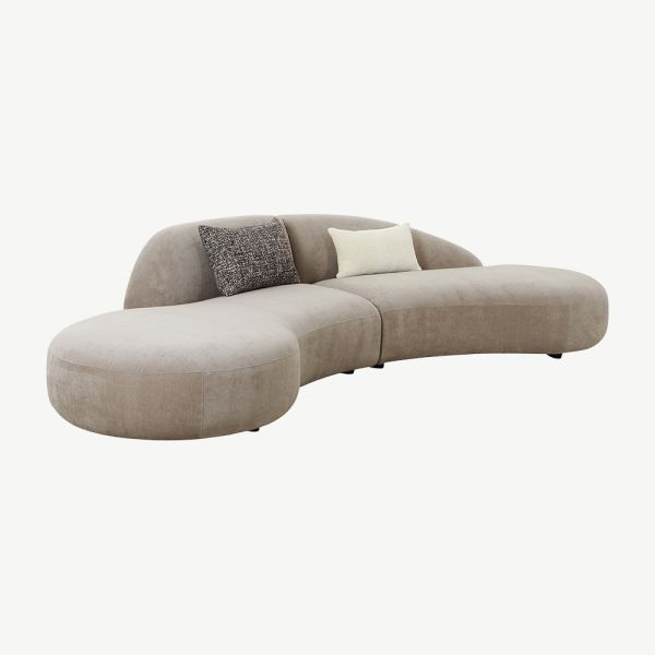 Sage Curved 4 Seater Sofa, Taupe Fabric