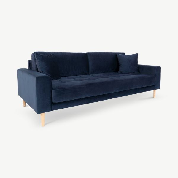Lalita 3 Seater Sofa, Dark Blue Velvet