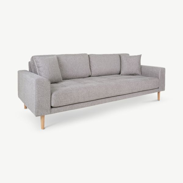 Lalita 3 Seater Sofa, Light Grey Fabric