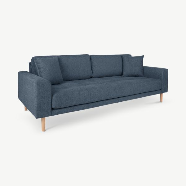 Lalita 3 Seater Sofa, Dark Blue Fabric
