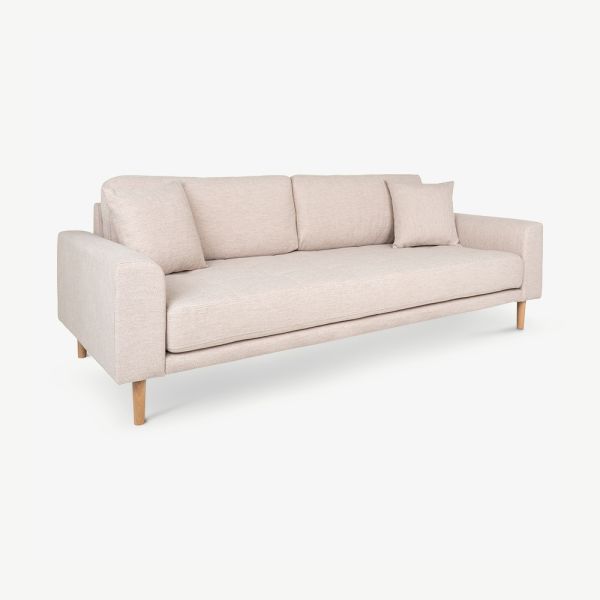 Lalita 3 Seater Sofa, Sand Fabric
