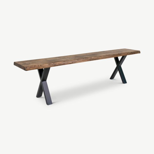 Stefano Dining Bench, Smoked and Oiled Wavy Oak & Black