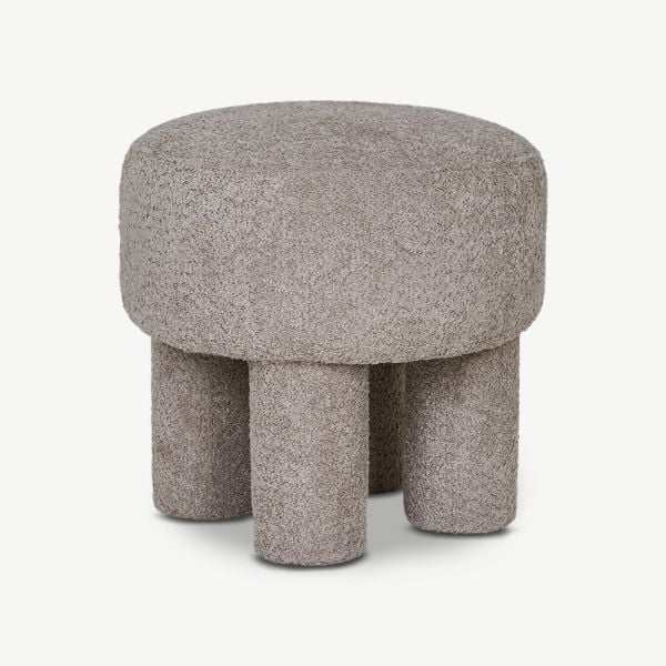 Silas Pouf, Graues Struktur-Chenille