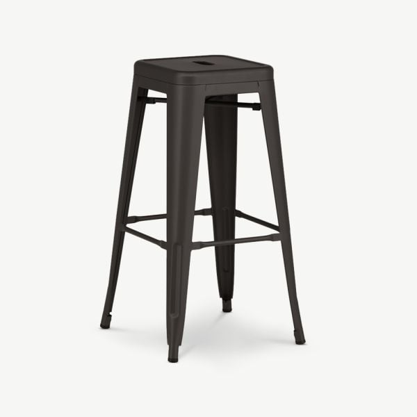 Chaise de bar Tempo, métal gris foncé, 4 pcs