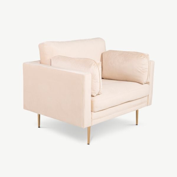Luno Sessel, Hellbeige Polyester-Samt