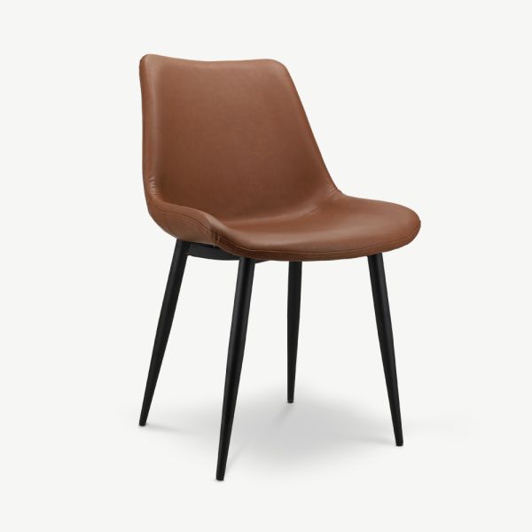 Theo Dining Chair, Brown PU Leather