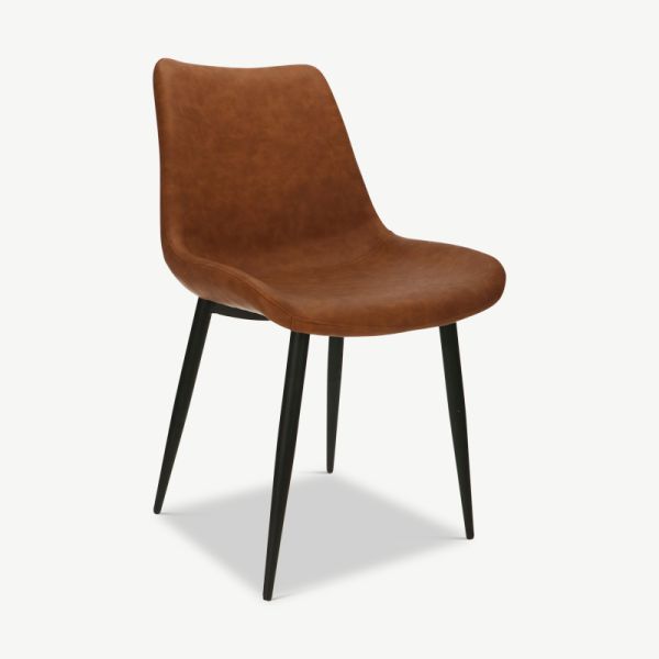 Theo Dining Chair, Brown PU Leather