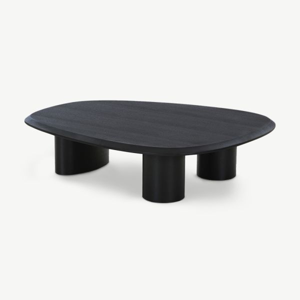 Manu Oval Coffee Table, Black Wood