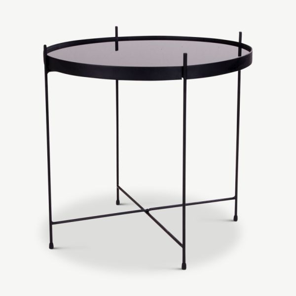 Toulouse Sidetable, Black Powder Coated Steel & Glass