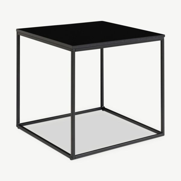 Vice Side Table, Black Wood & Metal