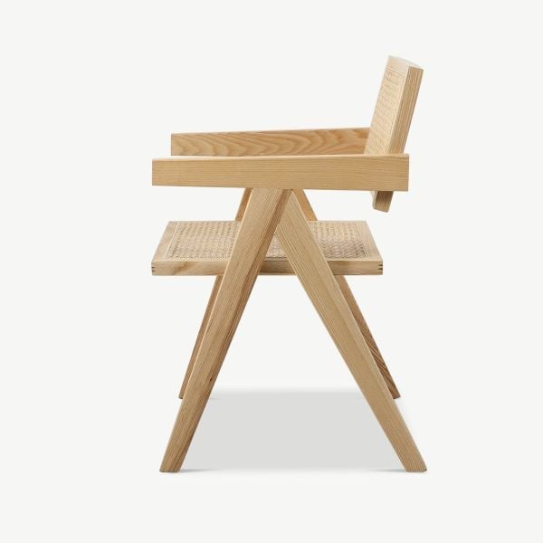 Peter houten eetkamerstoel, naturel & rotan