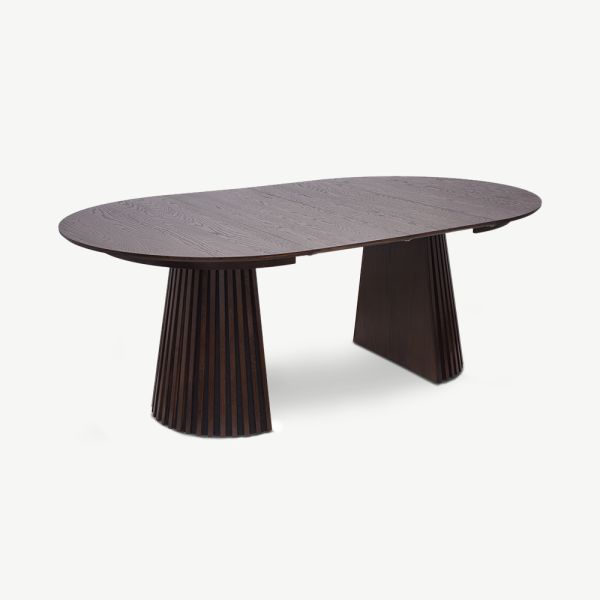 Medora Oval Dining Table, Black Oak Wood