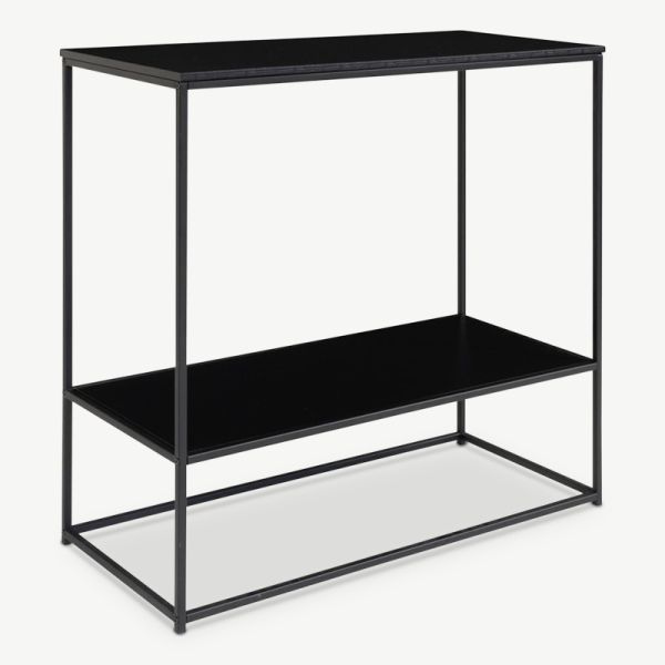 Table console Vice, cadre noir & deux étagères noires