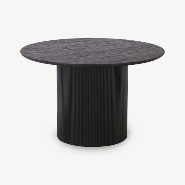 Duarte Round Dining Table, Black Wood
