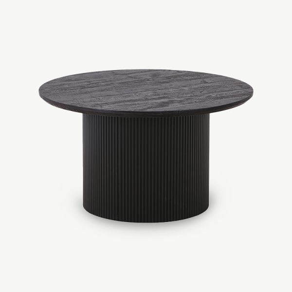 Duarte Round Coffee Table, Black Wood