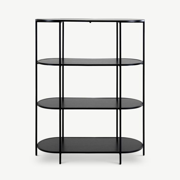 Vice Shelving Unit, Black Wood & Metal