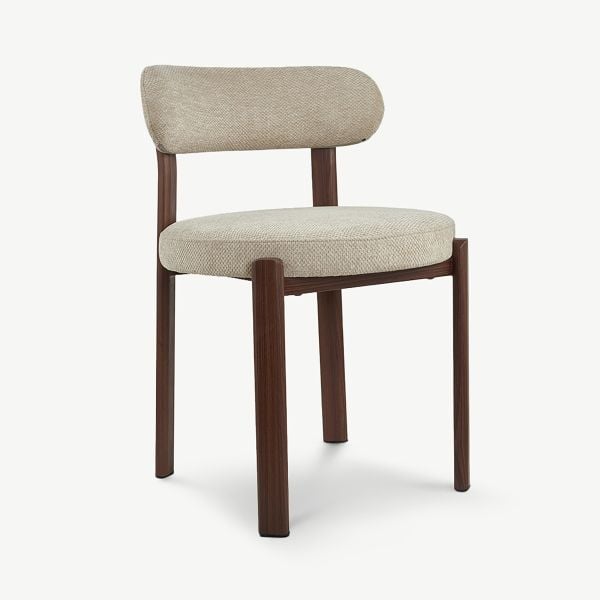 Chaise Duveen, Tissu Beige, Cadre Noyer