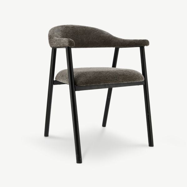 Chaise à accoudoirs Bjorn, Tissu Anthracite, Métal Noir
