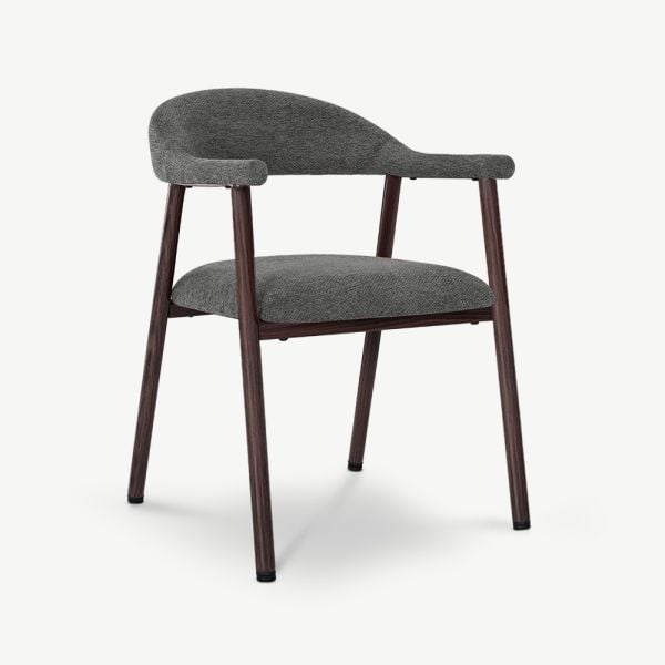 Bjorn Dining Armchair, Anthracite Fabric, Walnut