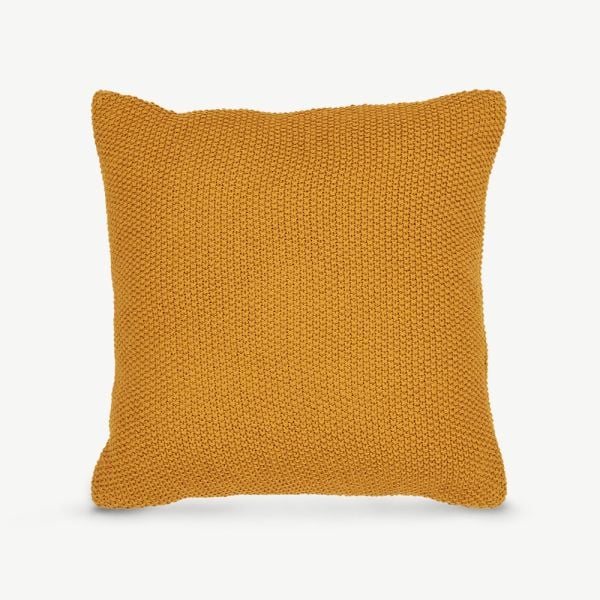 Kara Recycled Cotton Cushion, Ochre