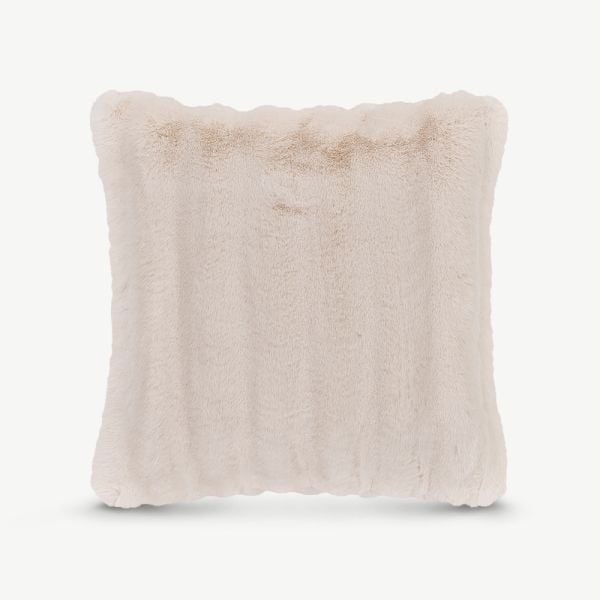 Coussin Pete en fausse fourrure, blanc