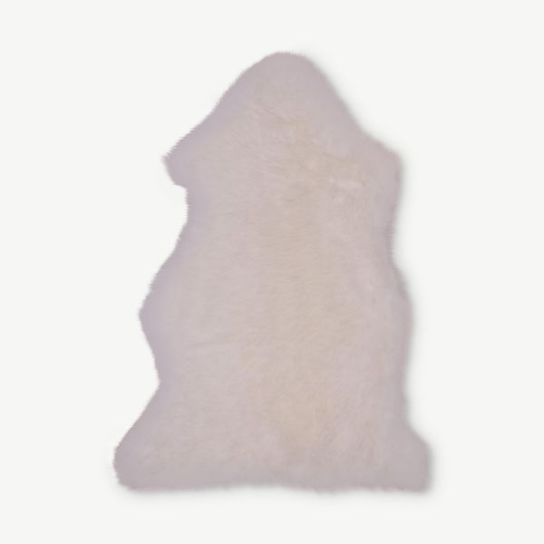 Echter Lammfellteppich LoLa, Elfenbein, 50 x 85 cm