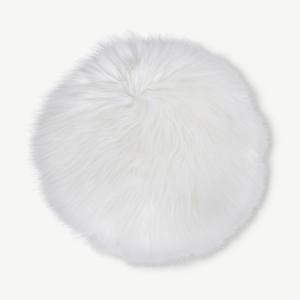 LASKI rund sits i konstgjort lammskinn, elfenbensvit, Ø35 cm